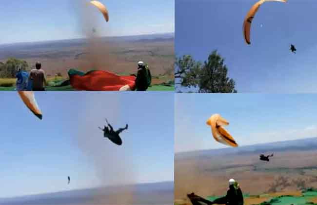 Paragliding Feats in Tornado
