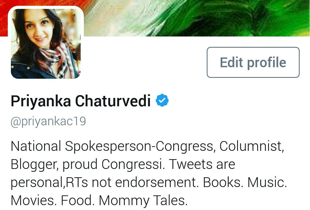 Priyanka Chaturvedi Twitter old account