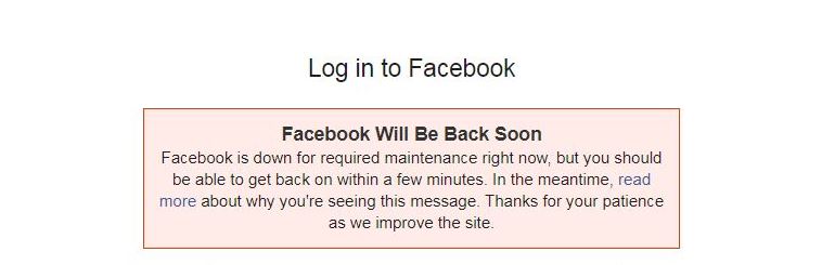 Facebook Services outrage due to server maintenance