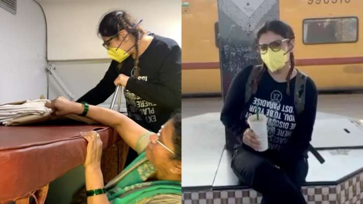 Raveena Tandon cleans train cabin