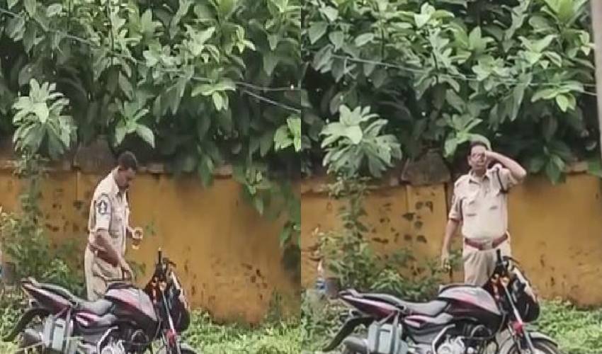 Police Constable Video Viral  : పట్టపగలు పోలీసు గ్రౌండ్‌లో మద్యం సేవించిన పోలీసు వీడియో వైరల్