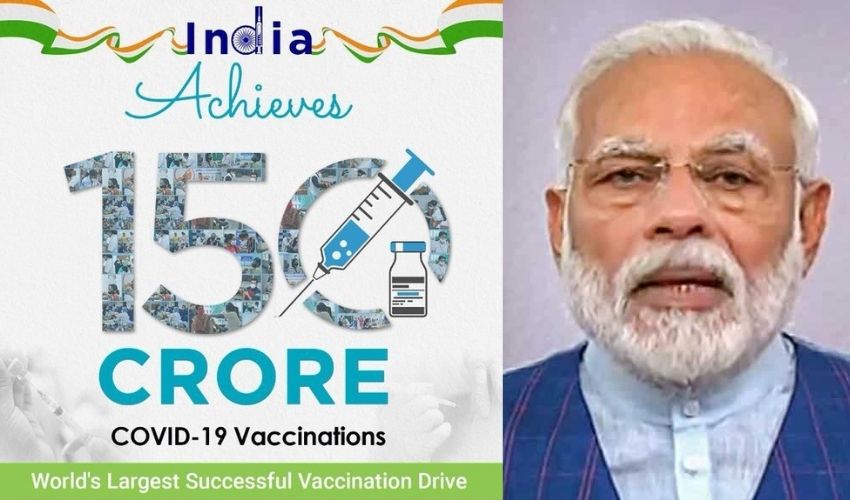 Covid Vaccination : వ్యాక్సినేషన్ లో భారత్ మరో మైలురాయి..150కోట్ల డోసుల పంపిణీ