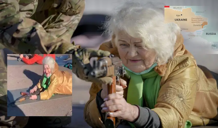 Ukrainian 79 Yeas Old Grandmother Picks Up Ak 47