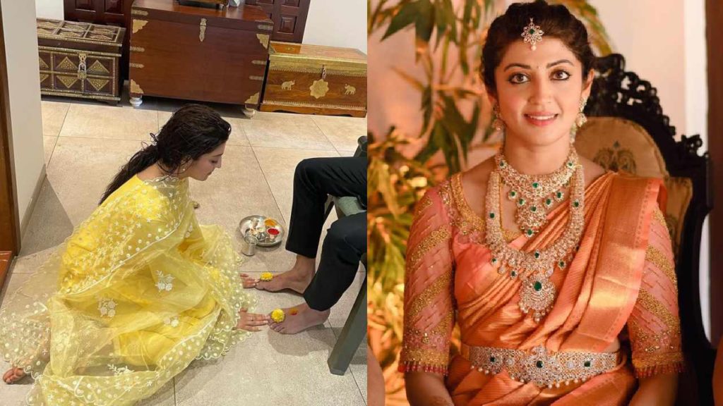 Pranitha Subhash gave counter to feminist to perform pooja for her husband feet