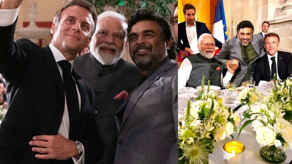 Madhavan posted selfie with France President Macron and PM Modi Photos goes viral