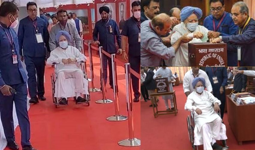 Manmohan Singh attended Rajya Sabha on wheelchair