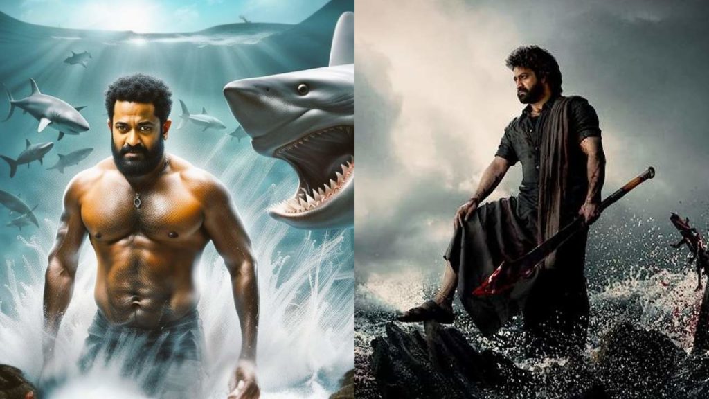 NTR having fight with Shark at Sea in Devara Movie Fan Made Poster goes Viral