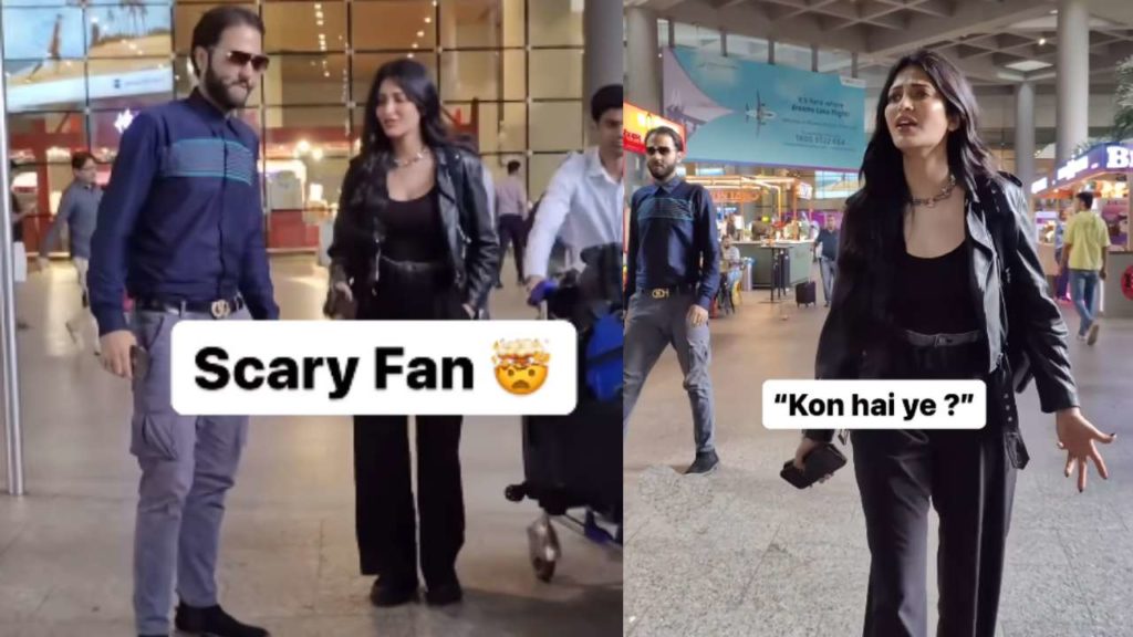 A fan who scared Shruti Haasan at Mumbai airport video viral