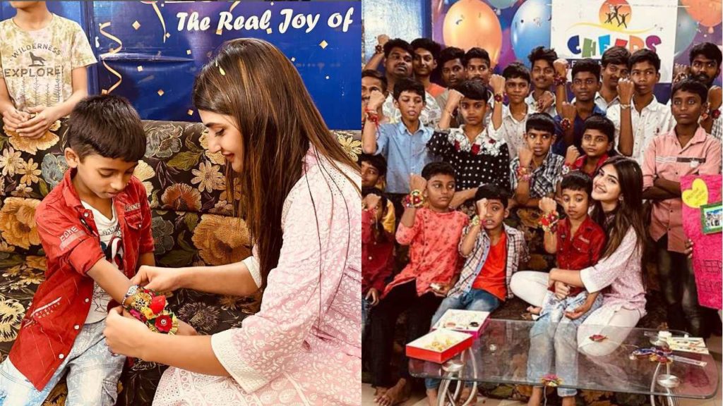 Sreeleela Celebrate Rakhi Festival with Cheers Foundation Orphans photos goes viral