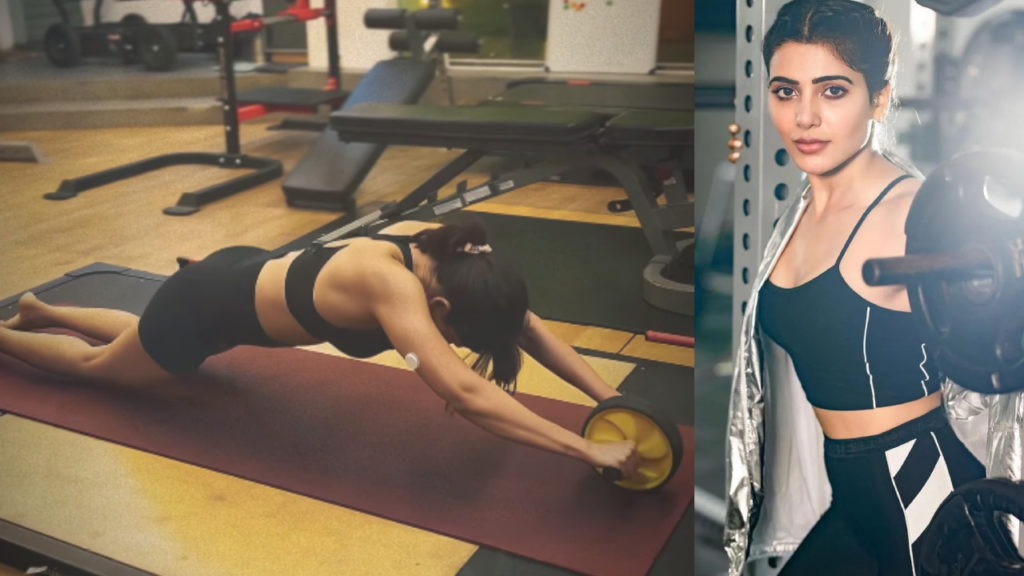 Samantha Ab Roller Workout in gym video gone viral