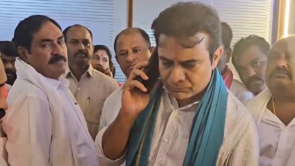 ktr meets brs party workers who faced third degree by police in parakala