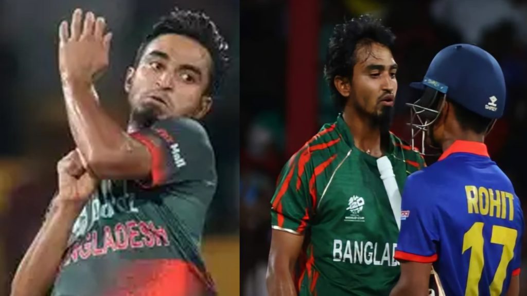 Bangladesh bowler Tanzim fined for inappropriate physical contact