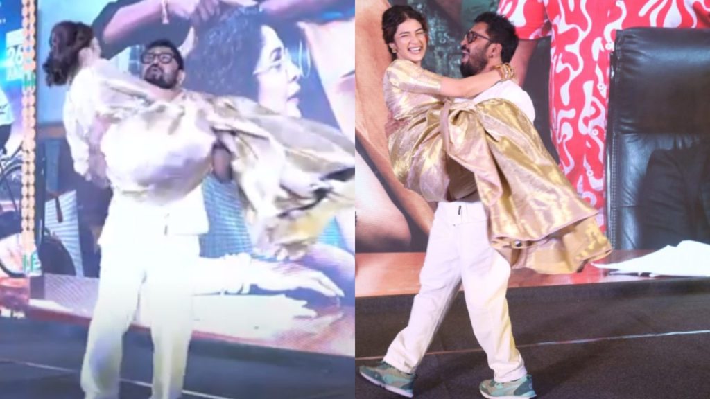 Dance Master Subhash Shocking Behaviour with Actress Hassini Sudhir in Purushothamudu Pre Release Event
