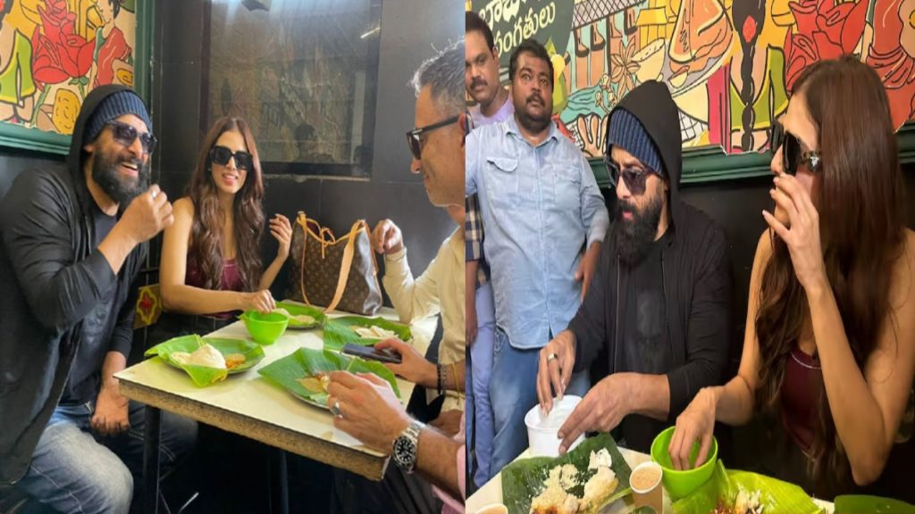 Chiyaan Vikram Thangalaan movie team visits Vijayawada Babai hotel