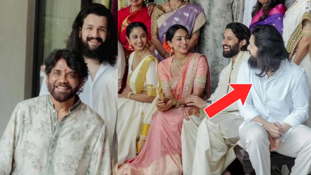 Akkineni Akhil New Look in Naga Chaitanya Sobhita Dhulipala Engagement Photos goes Viral