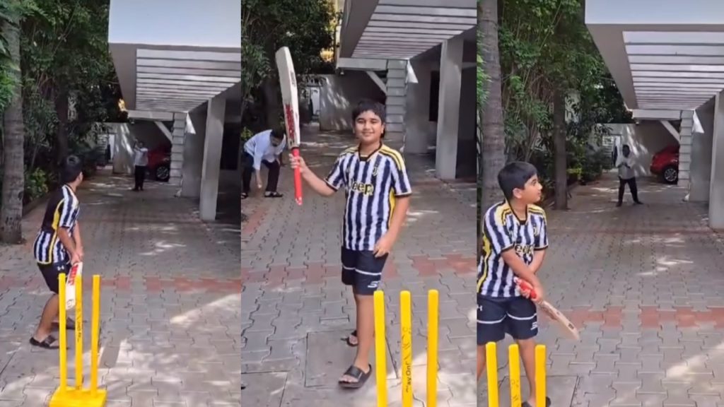 Allu Ayaan Allu Aravind Playing Cricket Video goes Viral