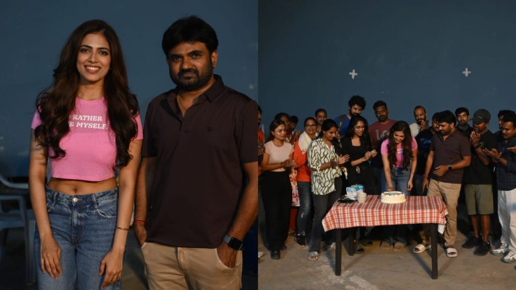 Malavika Mohanan Birthday Celebrations in Rajasaab Movie Sets Director Mrauthu Shares Photos